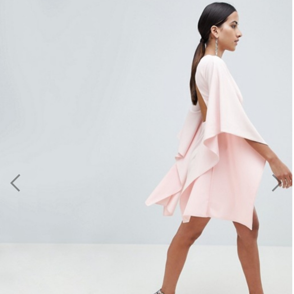 Crepe Kimono Sleeves Mini Dress